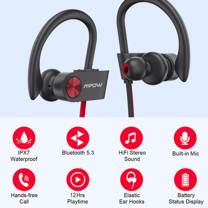 Bluetooth 5.3 Earphones Wireless Ear Hook Sweatproof Sports Earbuds