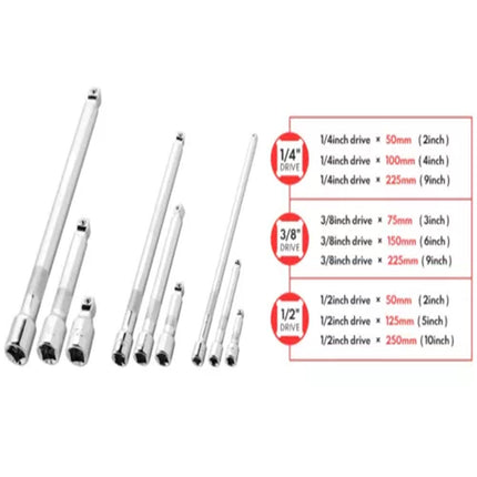 Wobble Extension Set, 9 PCS 1/4 3/8 1/2, Ratchet Extension Set, Socket Adapter