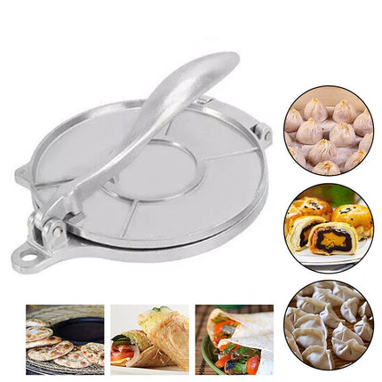 Silver-20cm Premium Tortilla Press Flat Bread Maker Taco Roti Chapati Health Food
