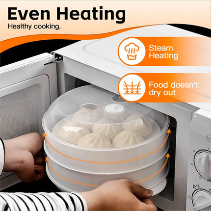 Microwave Steamer 2 TIER Double layer Cooking Meals Vegetables Kitchen Appliance