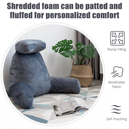 Bed Rest Pillow Reading Pillow Back Support w/ Detachable Neck Roll &amp; Covers