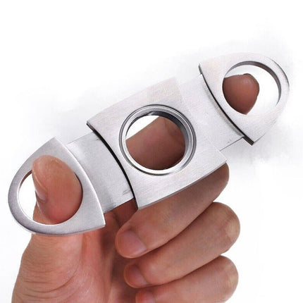 Double Blade Hiba Cigar Cutter Stainless Steel Knife Scissors Tobacco Trimmer