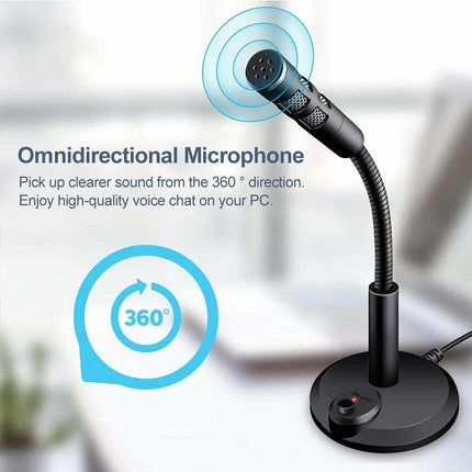 Desktop Mini USB Stand Microphone Mic For Desktop Laptop PC Computer