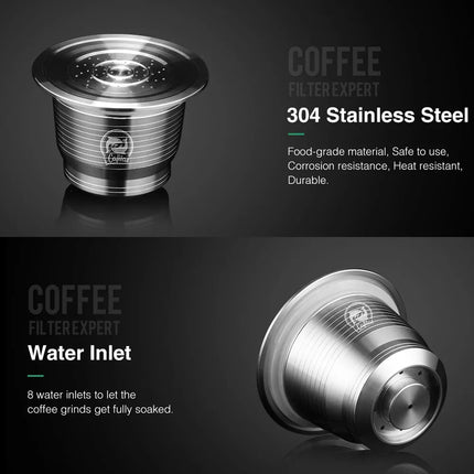 Stainless Steel Coffee Capsule Cup Reusable/Refillable Pod For Nespresso Machine