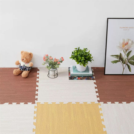 24x Eva Foam Mat Jigsaw Gym Floor Tiles Kids Soft Play Classic Interlocking White Grain