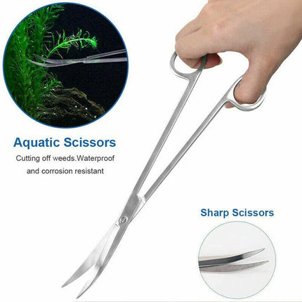 6PCS Aquarium Tool Kit Stainless Steel Aquatic Plant Tweezers Scissors Spatula Set