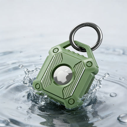 Green Apple AirTag Protective Case Waterproof TPU Cover Air Tag Tracker Loop Holder