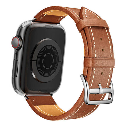 For Apple Watch iWatch Band Series 8 7 6 5 4 3 SE 45 44 41 Leather Strap Brown