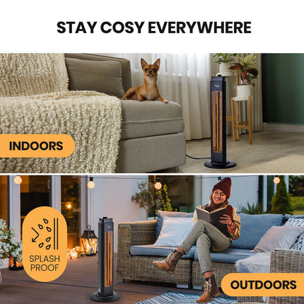 Electric Heater Indoor or Outdoor Portable Freestanding Tower Radiant