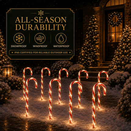 5 Pack 54cm Solar LED Candy Cane Christmas Lights IP65 8 Modes Garden Pathway