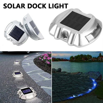 2X Solar Driveway Lights Deck Pathway Lights Solar Dock LED Light Safety Light Blue