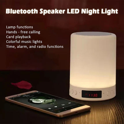 Touch Bedside LED Night Light Table Lamp Alarm Clock Bluetooth Music Speaker USB