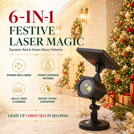 Solar & USB Outdoor Laser Projector Light 6-in-1 Starry Garden Light IP65 Waterproof