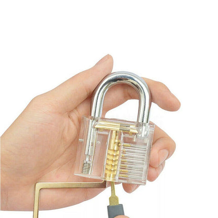 27 pcs Practice Lock Transparent Padlocks Unlocking Tool Pick Tool Set