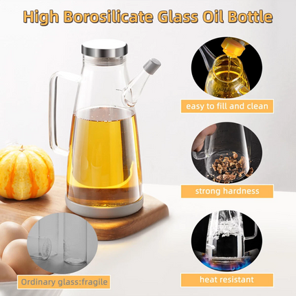 2pcs Dispenser Vinegar Bottle Cooking Pot Pourer Olive Oil Kitchen Lead-Free with Lid