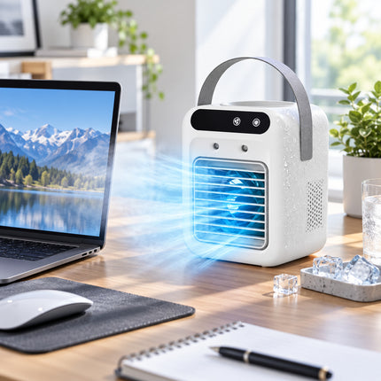 Portable USB Mini Air Cooler Fan with Mist 500ml Water Tank 2 Speed Desktop Cooling Fan