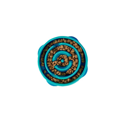 Dog Slow Feeder Pet Bowl Fun Bloat Maze Interactive Food Healthy Eating Dog Cat Blue-L