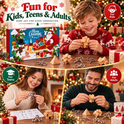 Brain Teaser Advent Calendar 2026 Christmas 3D Puzzle Toy 24 Days Countdown Wooden Metal Gift Kids