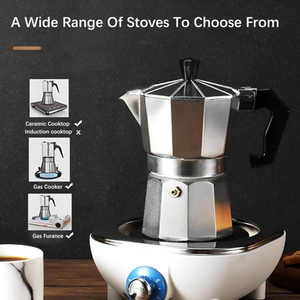 600ML Coffee Maker Moka Percolator Stove Top Espresso Latte Aluminium Pot