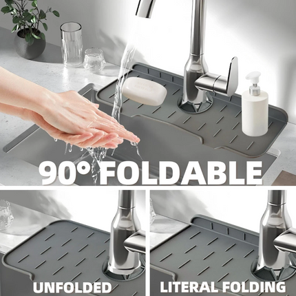 2pcs Silicone Faucet Drain Pad Drip Catcher Tray Kitchen Sink Splash Guard Slip Mat