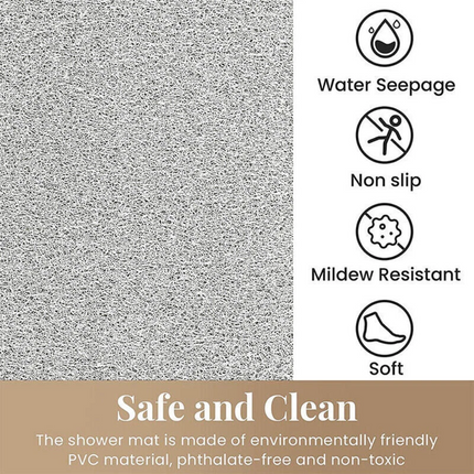 2PCS Anti Slip Loofah Shower Rug Non Slip Bathroom Bath Mat Carpet Water Drains