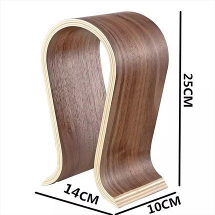 Headphone Stand Wood for Desk Walnut Headset Holder Wooden Display Earphone (A)