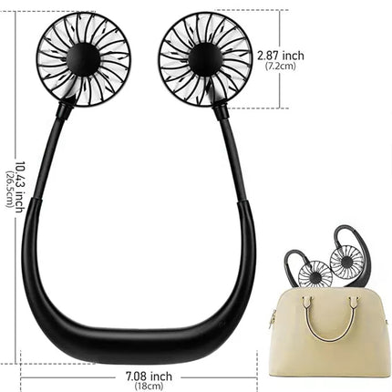 Neck Fan Headphone Design Wearable Portable USB Rechargeable Hand Free Personal
