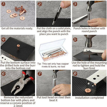 100 Pcs Copper Rivets and Burrs Washers Leather Copper Rivet Fastener for Colla