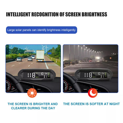 Wireless Solar GPS Speedometer Powered Car HUD Head-Up Display Digital Universal