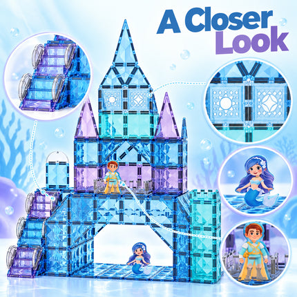 82 Pcs Diamond Magnetic Tiles Mermaid Castle 3D Building Set Christmas Gift
