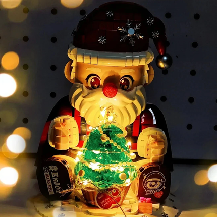 LOZ Christmas Santa LED Tree Night Light Mini Bricks Building Toy Gift 1630pcs