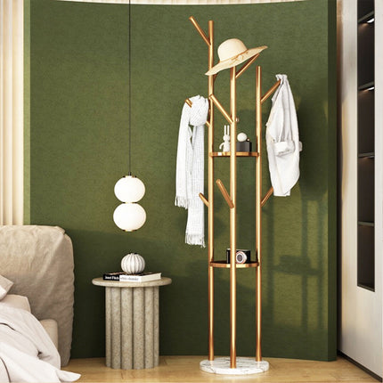 Golden Pole Tree Metal Coat Rack Stand Hooks Hanger Stable Marble Base Standing