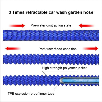 100FT Expandable Flexible Garden Water Hose Pipe Spray Gun Blue Garden Hose Pipe