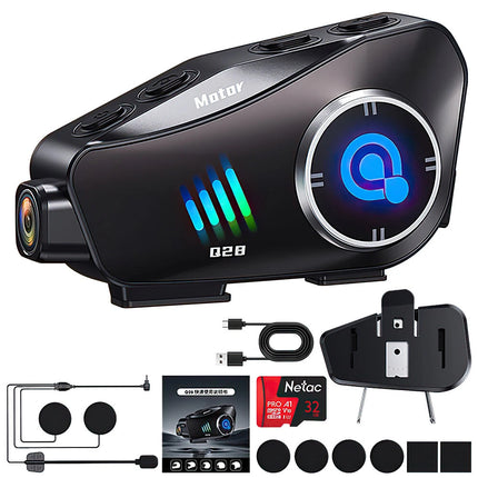 1080P HD Bluetooth Motorcycle Camera Recorder Motorbike Helmet Headset Intercom
