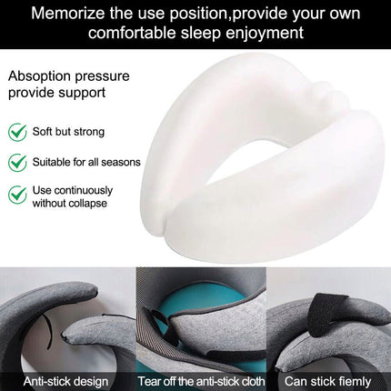 Memory Foam U Shaped Travel Pillow Neck Support Soft Head Rest Plane Car Cushion Black