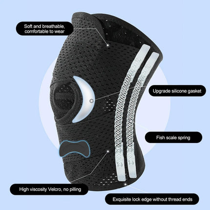 Knee Brace Support 3D Weaving Breathable Sleeve Gym Jogging Sports Joint Pain   (Black(1 Pair),M)