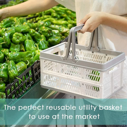 19L Portable Collapsible Shopping Cart Basket Crates Plastic Picnic Camping