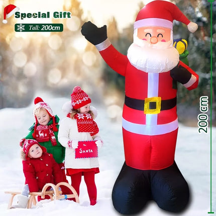 6.6ft Inflatable Santa Claus with LED Lighting Indoor Outdoor Christmas Party