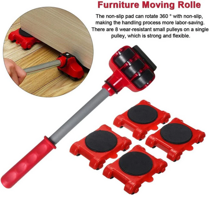5x Furniture Lifter Moves Slider Roller Home Moving Wheels Mover Kit Lifting Kit