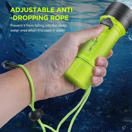 Scuba Diving Flashlight Rechargeable Dive Light Underwater Torch IPX8 Waterproof