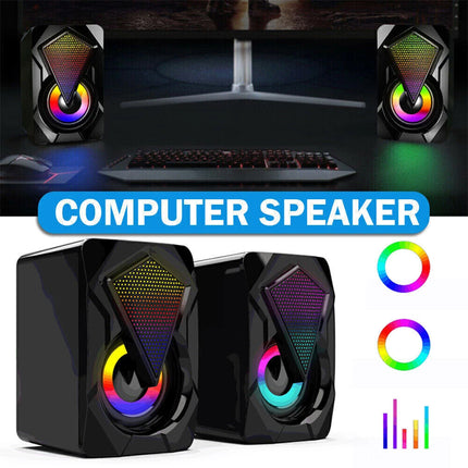 Surround Sound Speakers Wired for Desktop Computer Gaming Bass USB System LED