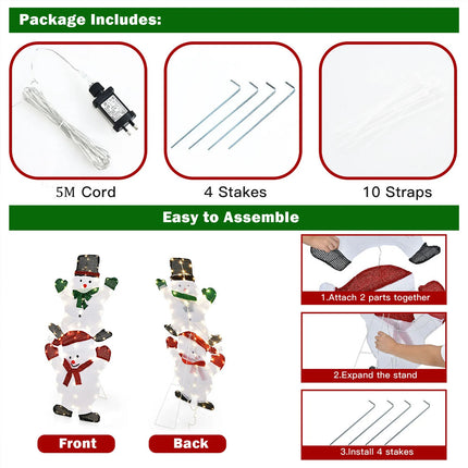 1.4M Christmas Lighted Double Snowman Decor Xmas Home Outdoor Yard Garden Sign