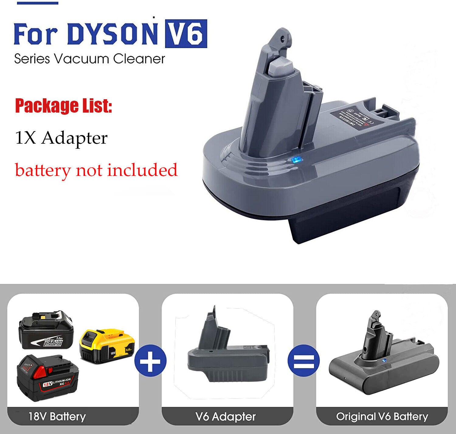 Bosch (Blue) 18V to Dyson V7 Battery Adapter