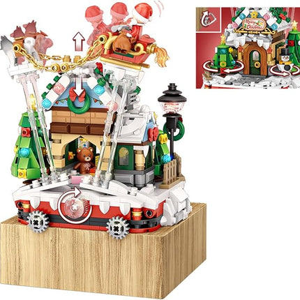 Christmas House Rotating Music Box Building Blocks Decor Toy Gift Set 979pcs