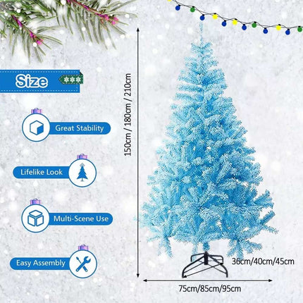 1.8m Blue Artificial Christmas Tree with Stand Xmas Party Holiday Decoration Snow Tip