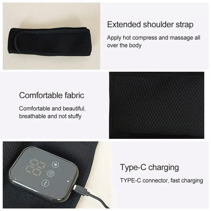 2 X Knee Massager Heated Knee Brace Wrap Pain Relief Heated Knee Pad Stress Relief Black