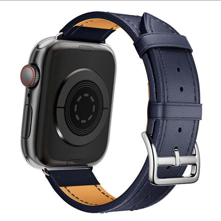 For Apple Watch iWatch Band Series 8 7 6 5 4 3 SE 45 44 41 Leather Strap Midnight Blue