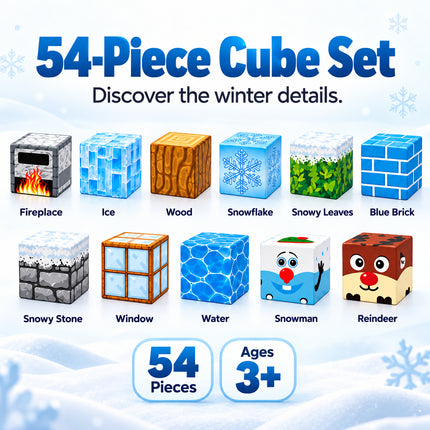 3D Building Blocks Winter Ice Castle 54 Pcs Cube Construction Toy Christmas Gift