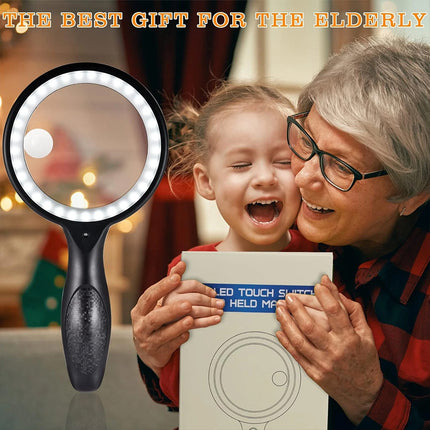 Handheld 5X/10X Magnifier Reading Magnifying Glass Jewelry Loupe With Light USB