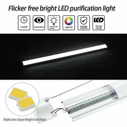 10pcs 3FT 90cm LED Batten Tube Light Garage Ceiling Panel Lamp 6500K Daylight
